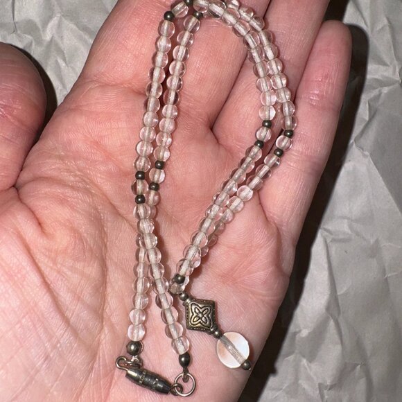 15" Clear and Silver Beaded Necklace - Picture 6 of 10